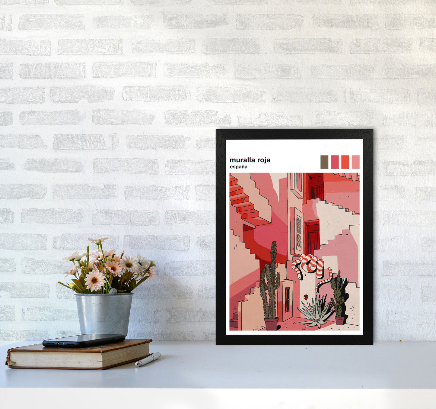 Muralla Roja Art Print by Lucy Michelle A3 White Frame