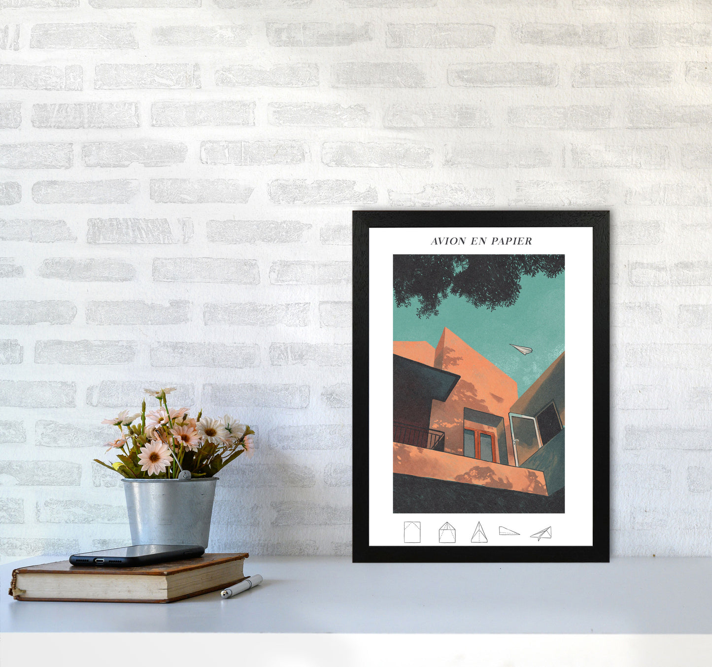 Avion En Papier Art Print by Lucy Michelle A3 White Frame