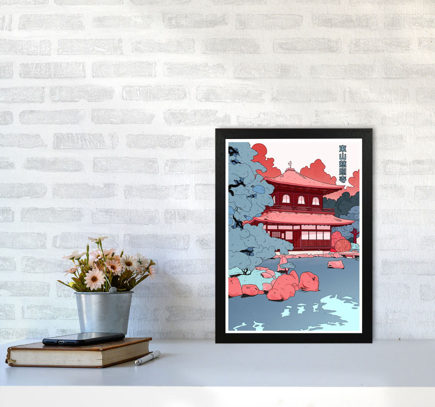Ginkakuji Art Print by Lucy Michelle A3 White Frame