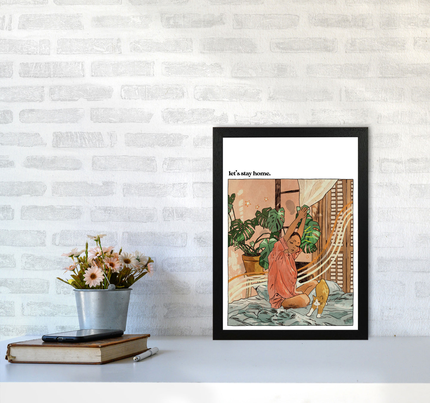 Stay Home II Art Print by Lucy Michelle A3 White Frame
