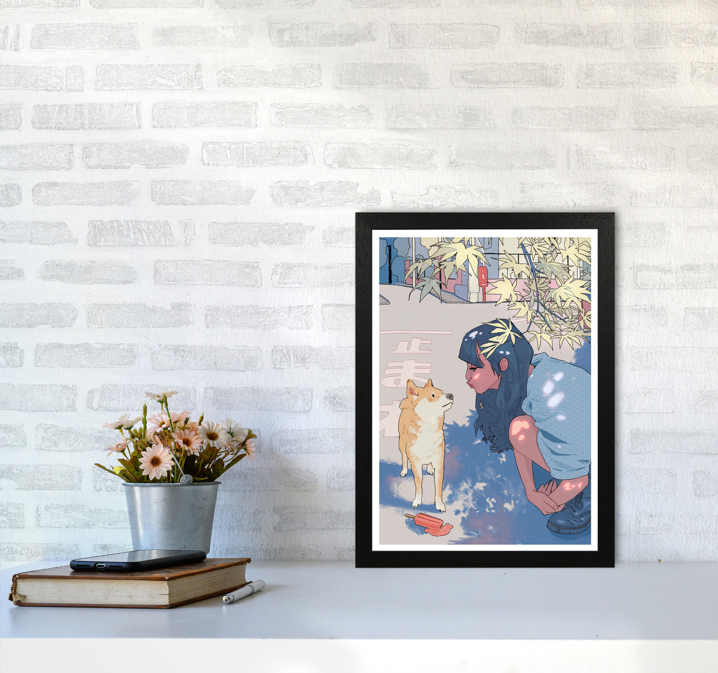Shiba Art Print by Lucy Michelle A3 White Frame