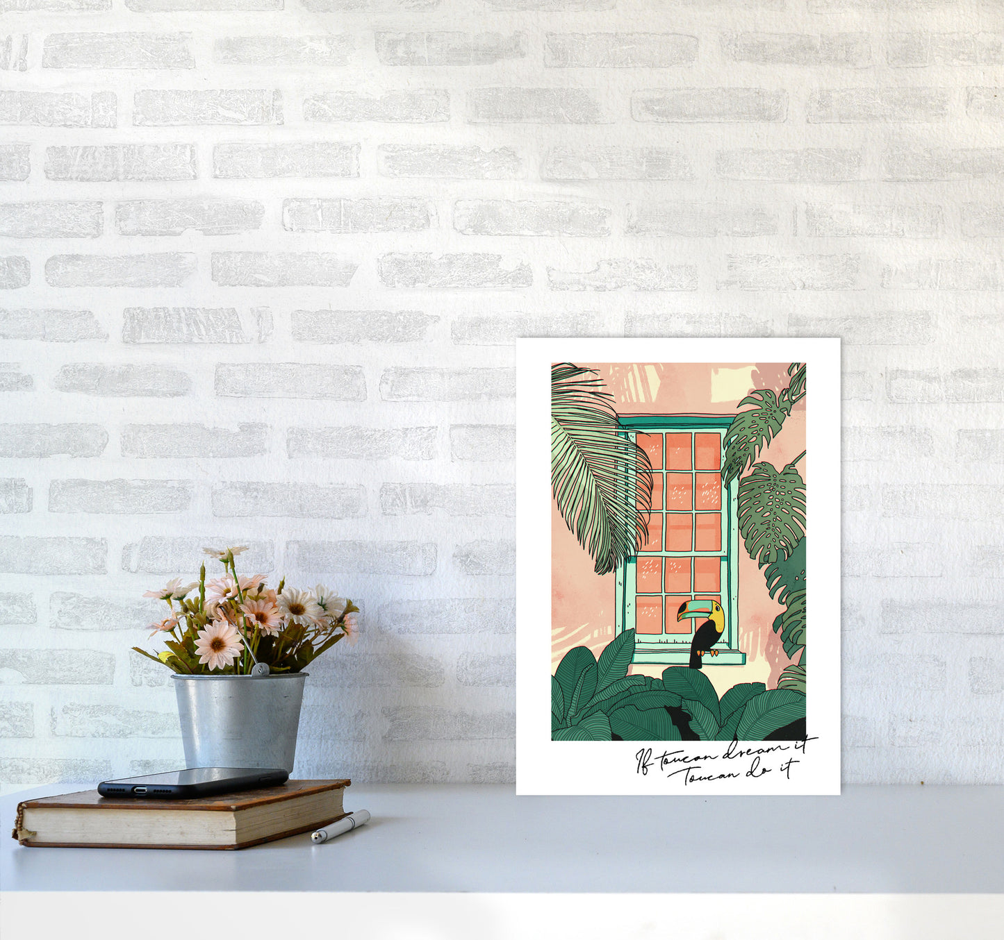 Toucan Do It Art Print by Lucy Michelle A3 Black Frame