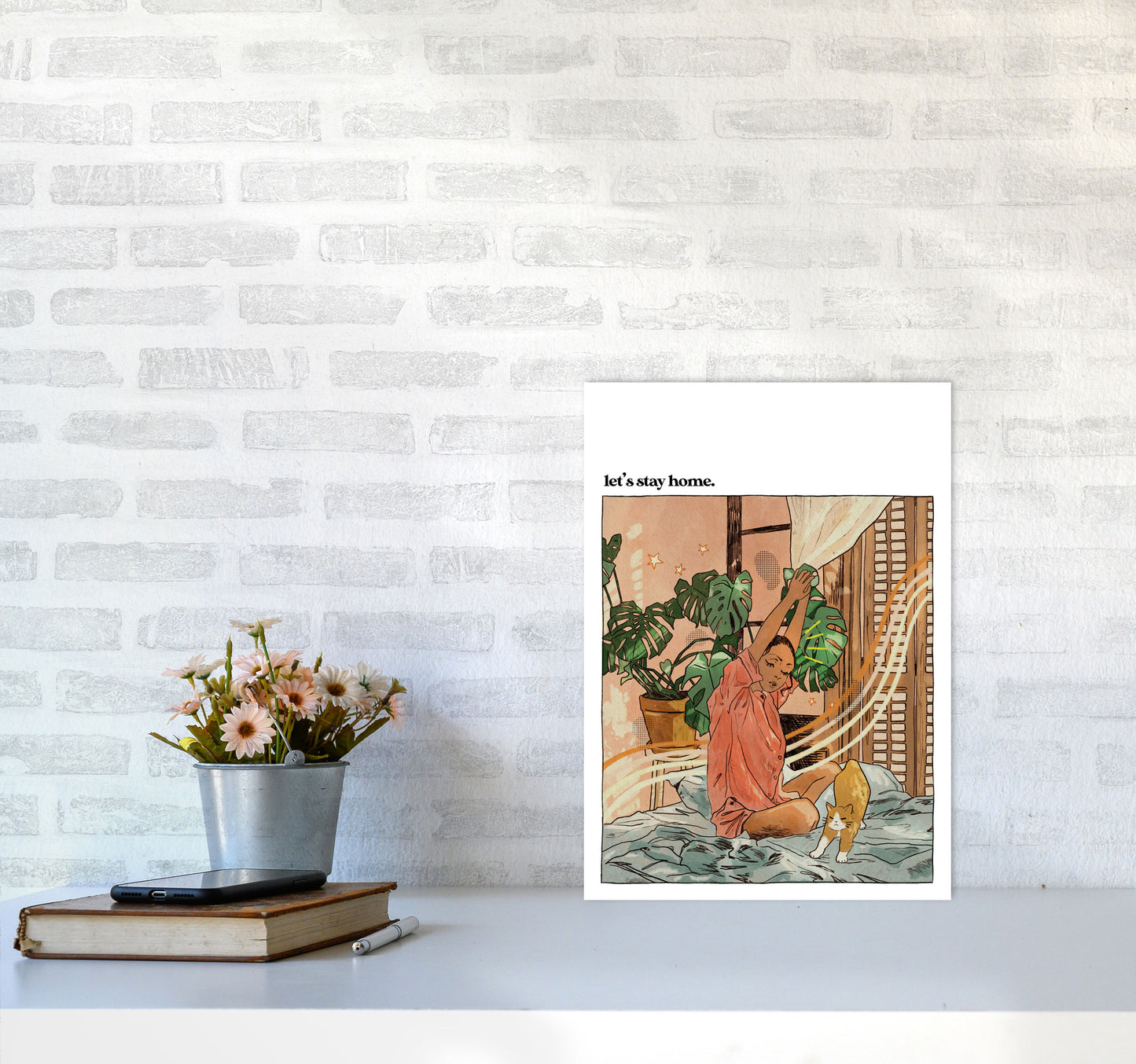 Stay Home II Art Print by Lucy Michelle A3 Black Frame
