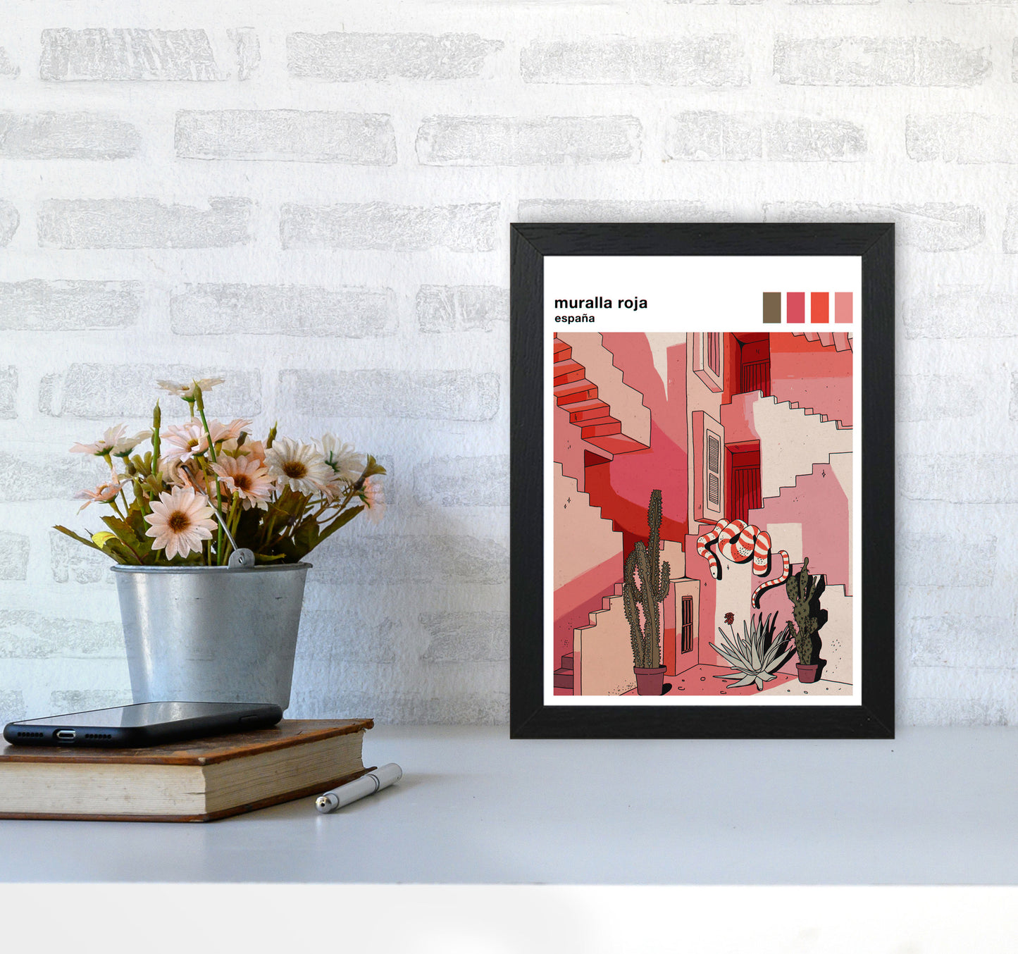Muralla Roja Art Print by Lucy Michelle A4 White Frame