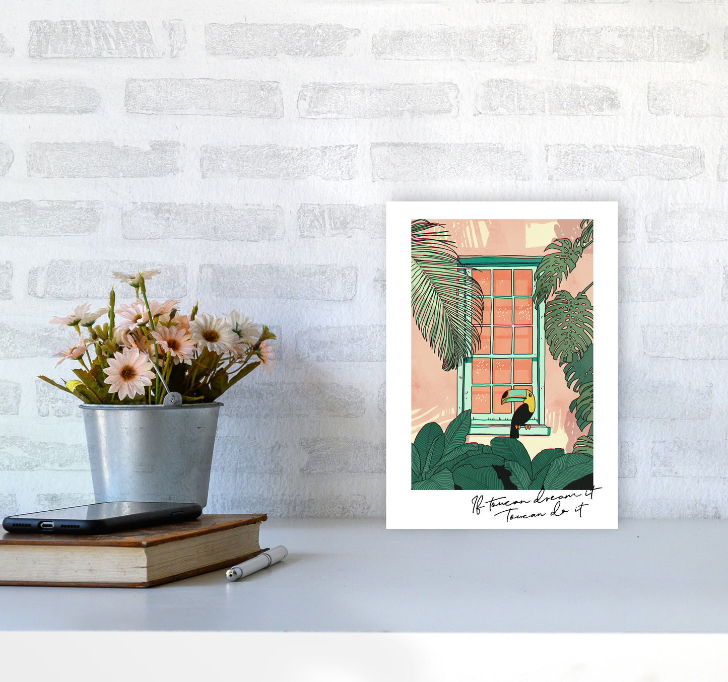 Toucan Do It Art Print by Lucy Michelle A4 Black Frame