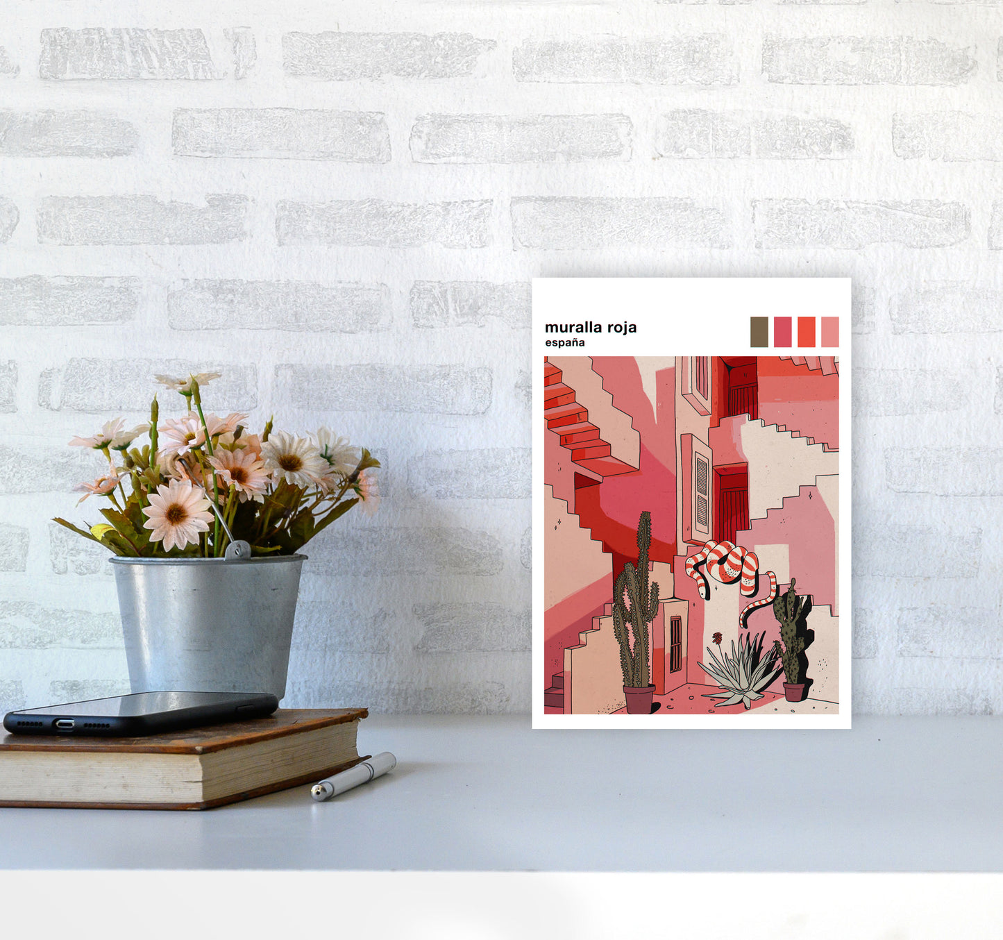 Muralla Roja Art Print by Lucy Michelle A4 Black Frame