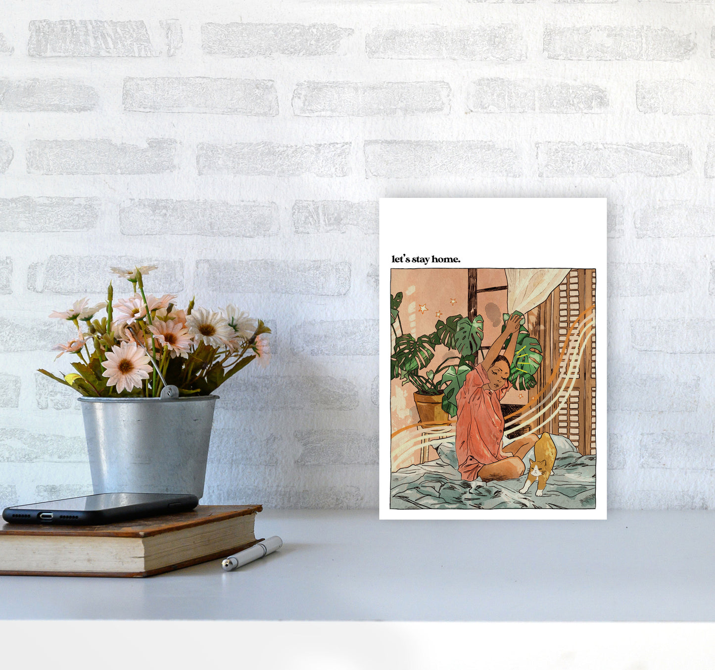 Stay Home II Art Print by Lucy Michelle A4 Black Frame