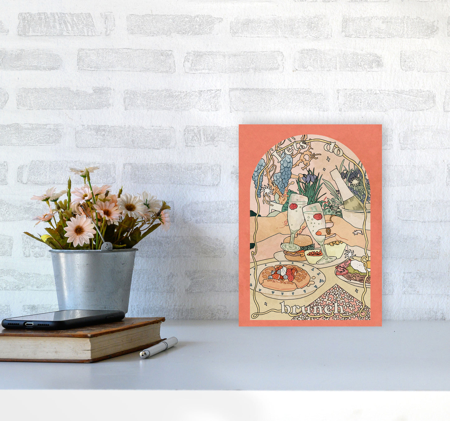 Lets Do Brunch Art Print by Lucy Michelle A4 Black Frame