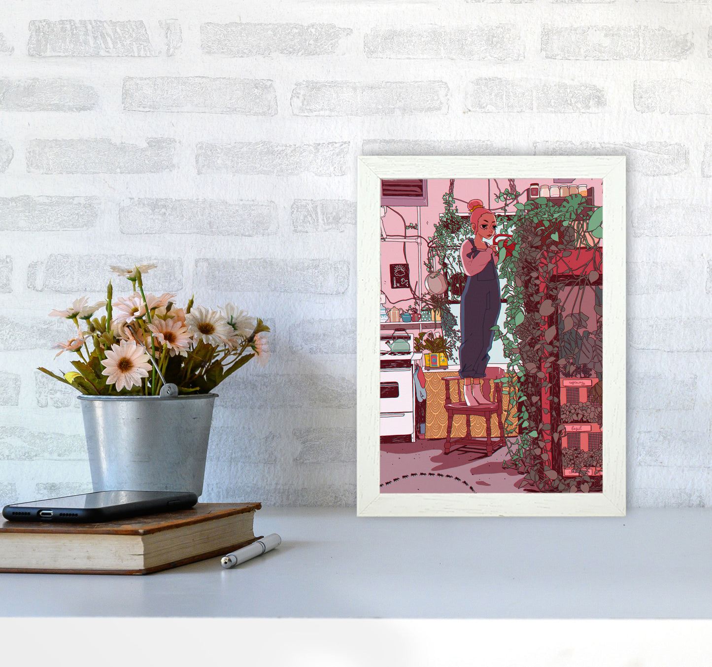 Self Care Art Print by Lucy Michelle A4 Oak Frame