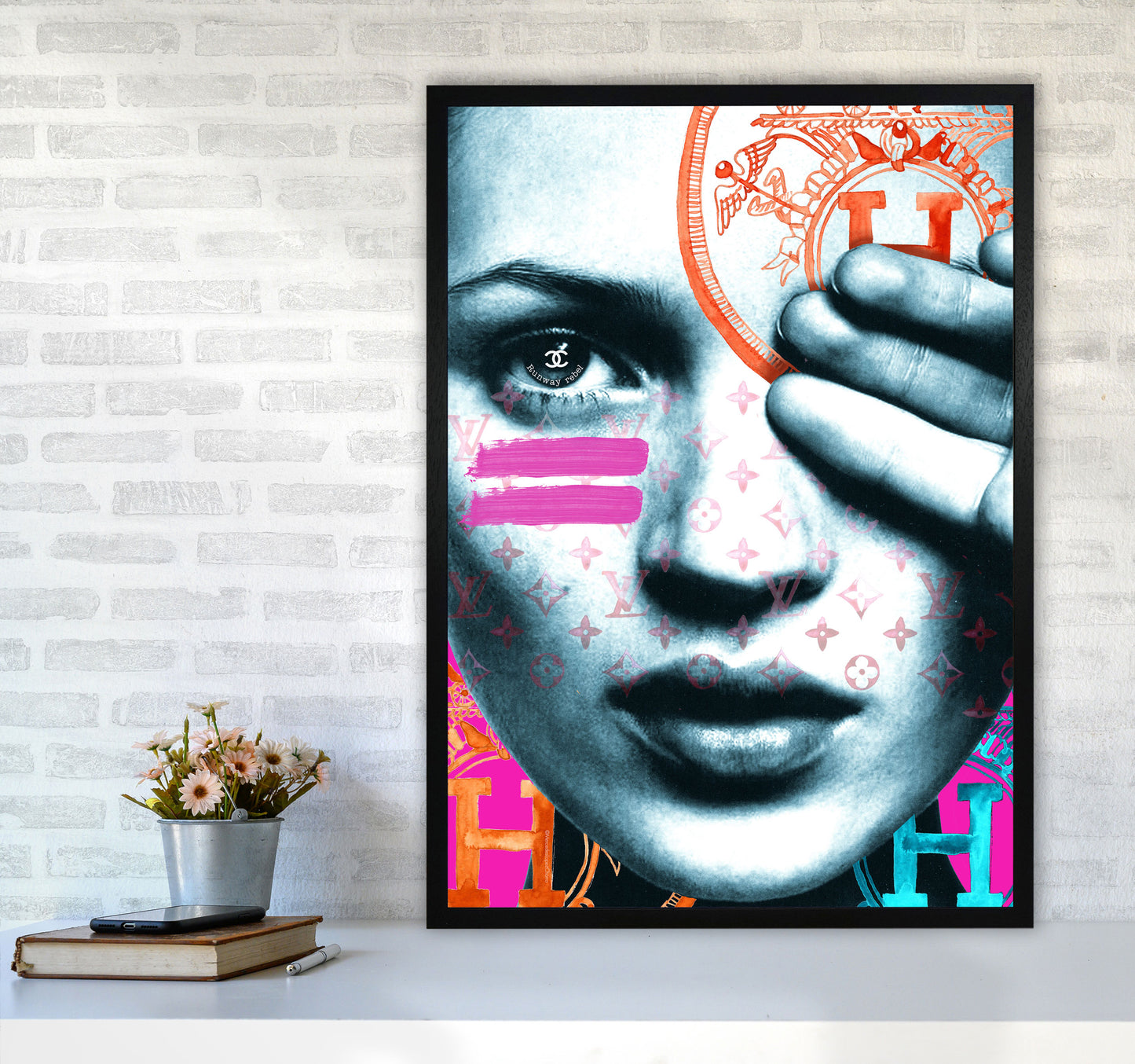 Runway Rebel Modern Fashion Print A1 White Frame