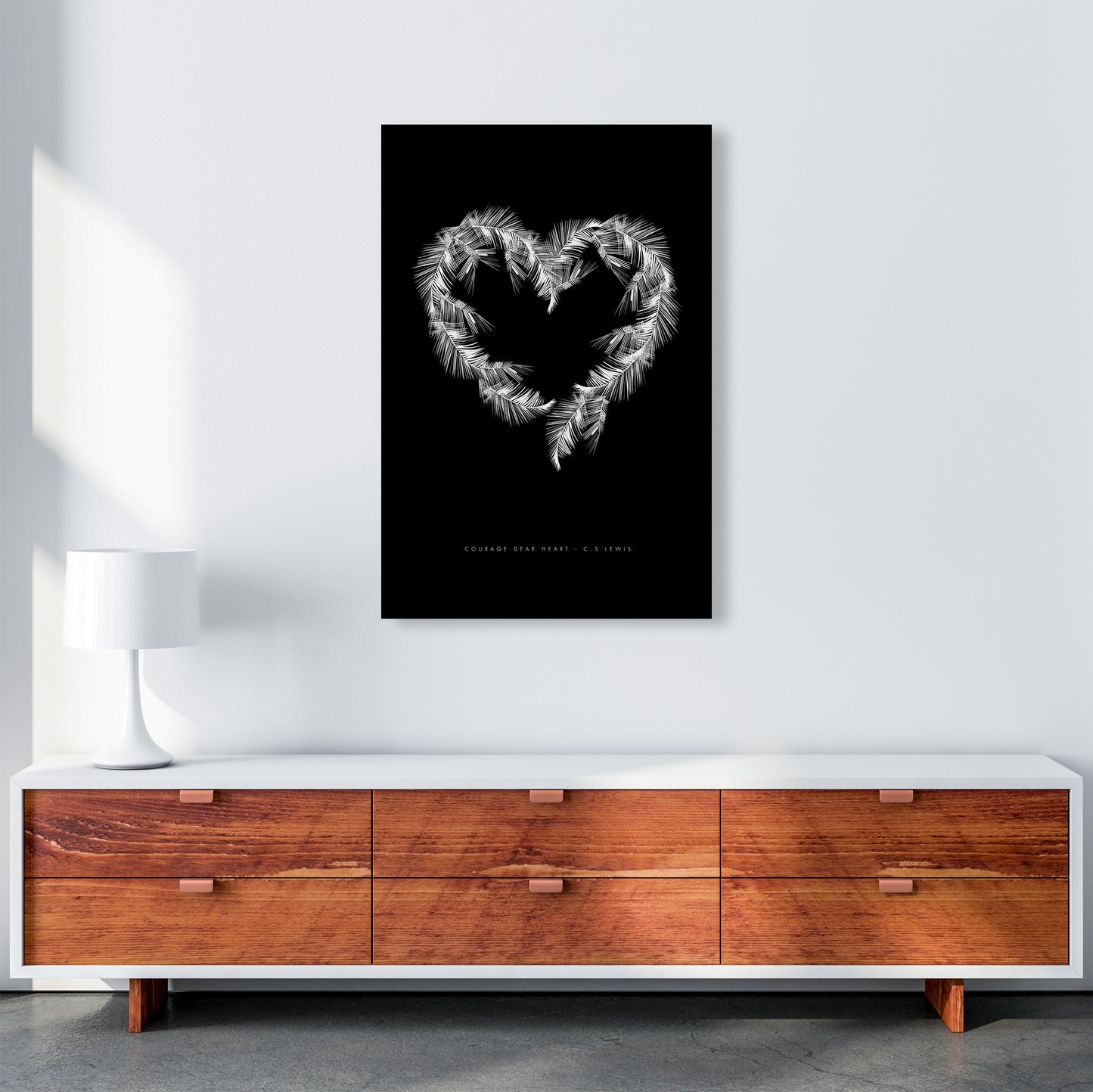 C S Lewis Courage Dear Heart Black Modern Fashion Print A1 Canvas