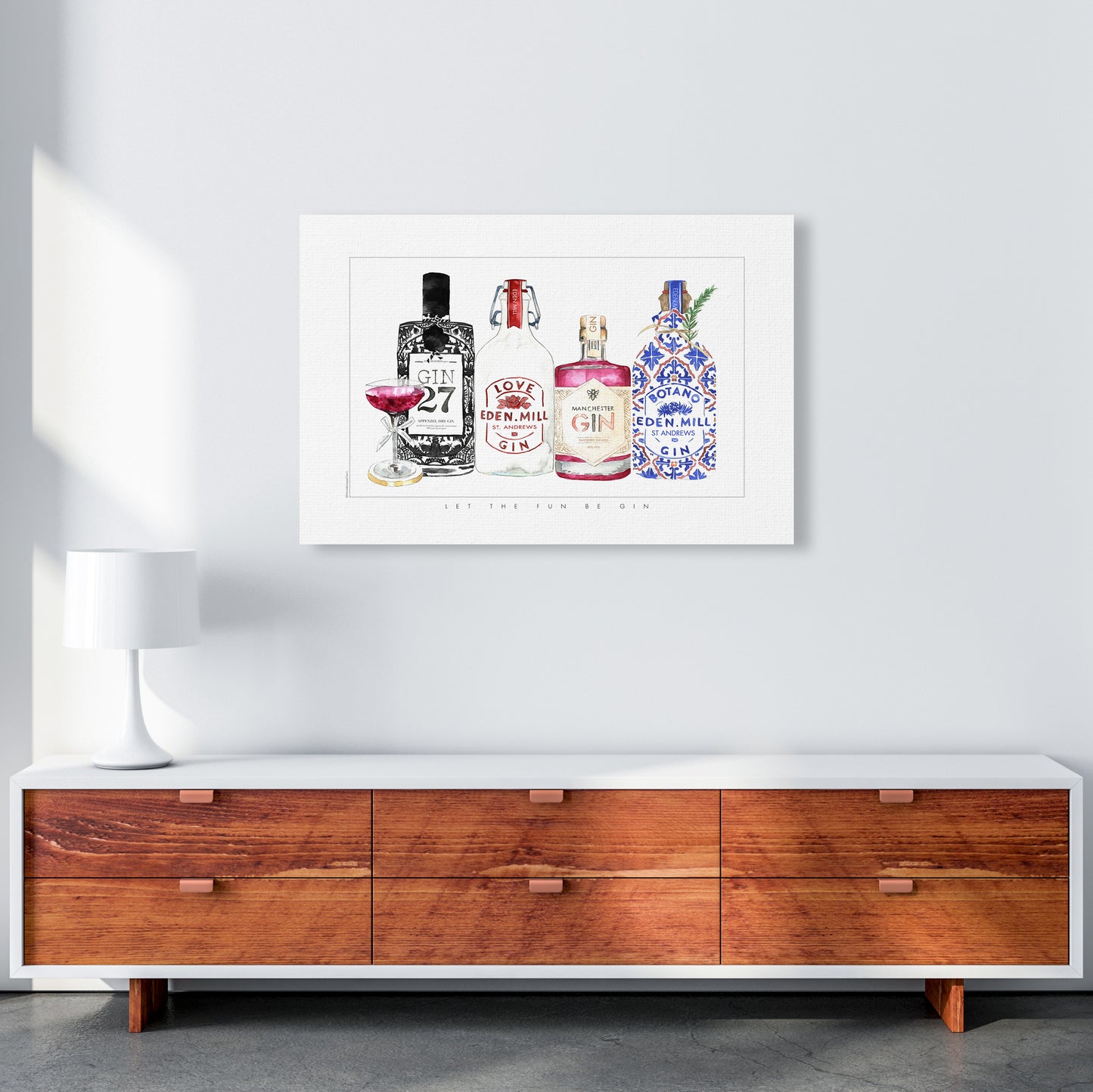 Let The Fun Be Gin, Kitchen Food & Drink Art Prints A1 Canvas