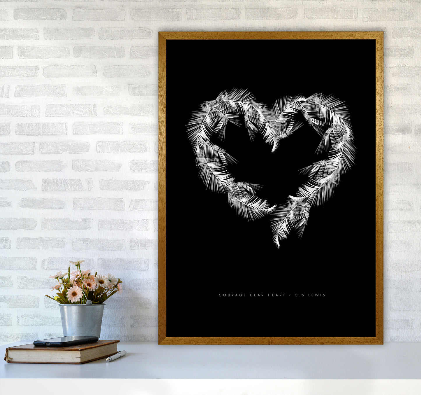 C S Lewis Courage Dear Heart Black Modern Fashion Print A1 Print Only