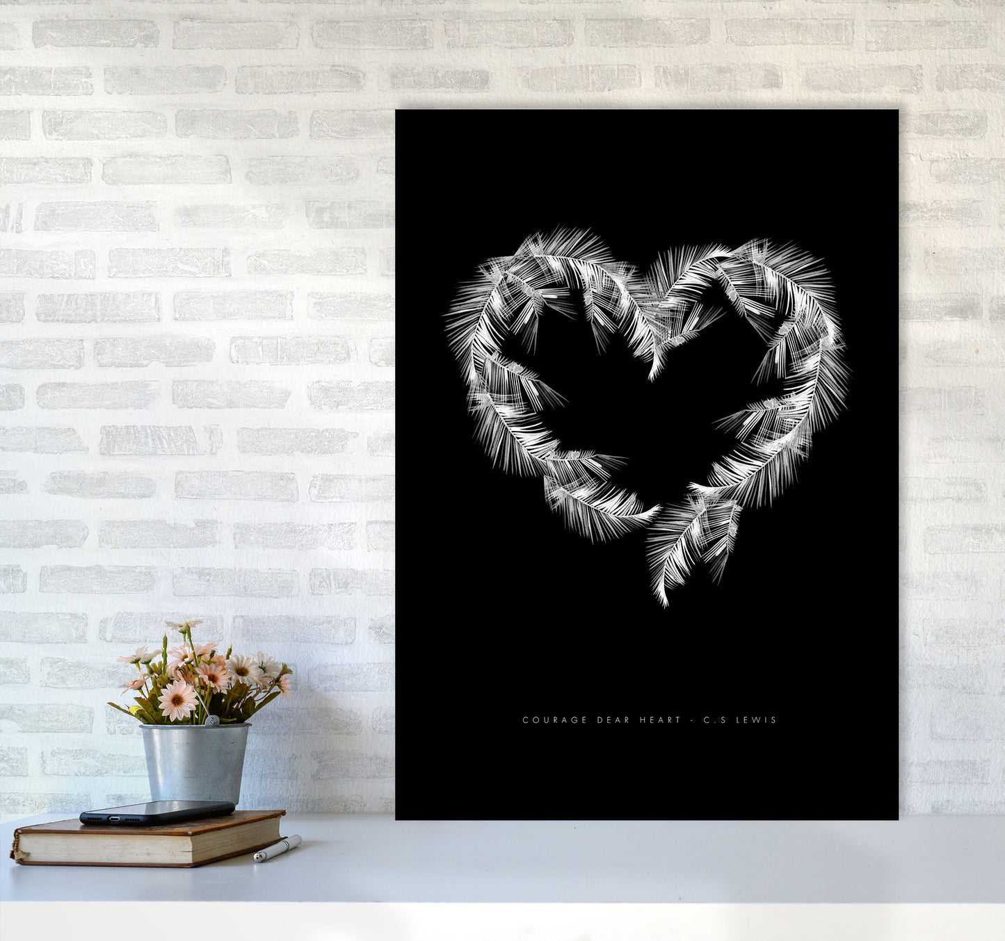 C S Lewis Courage Dear Heart Black Modern Fashion Print A1 Black Frame