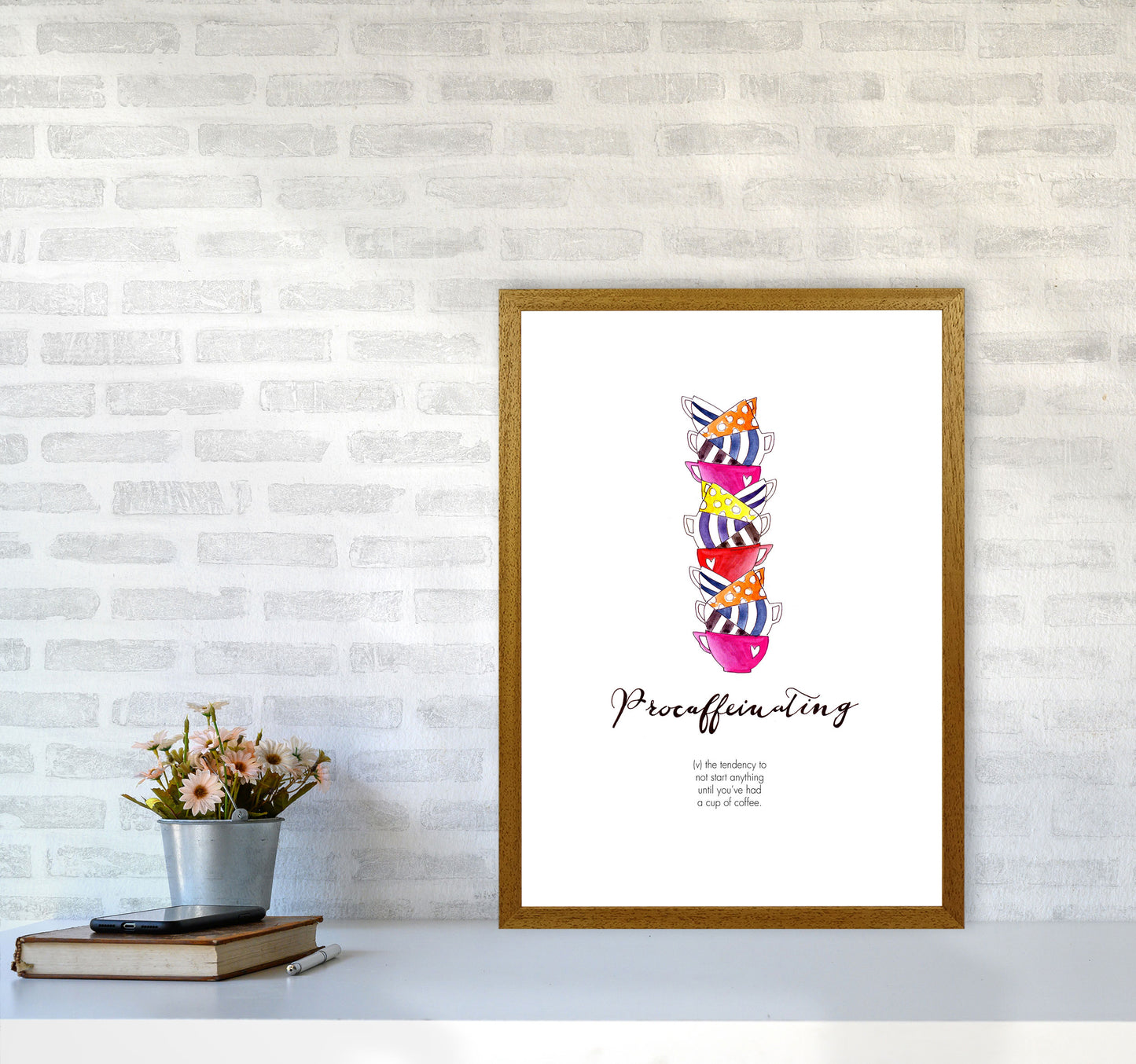 Procaffinating, Kitchen Food & Drink Art Prints A2 Print Only