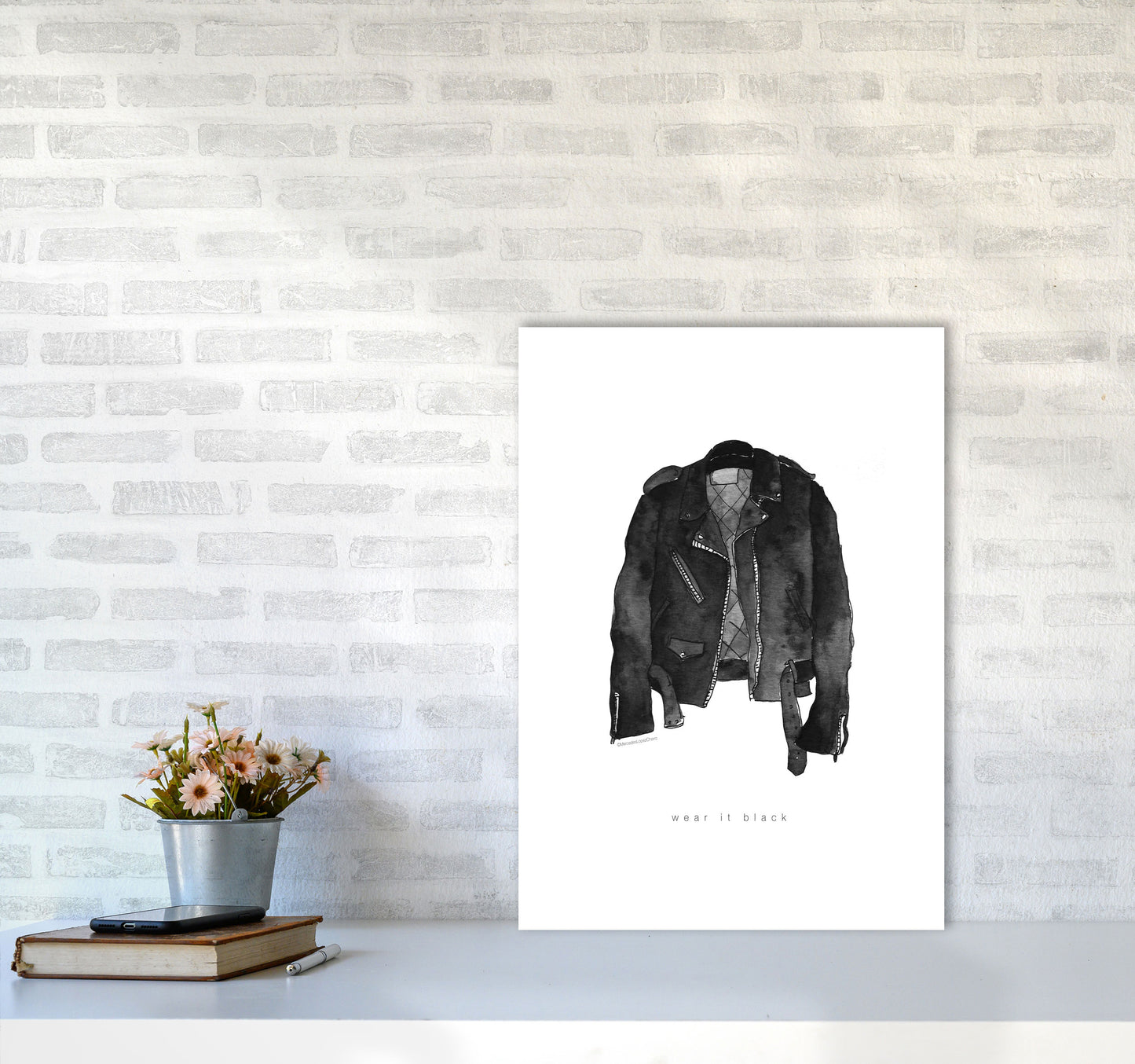 Wear It Black Leather Jacket Modern Fashion Print A2 Black Frame