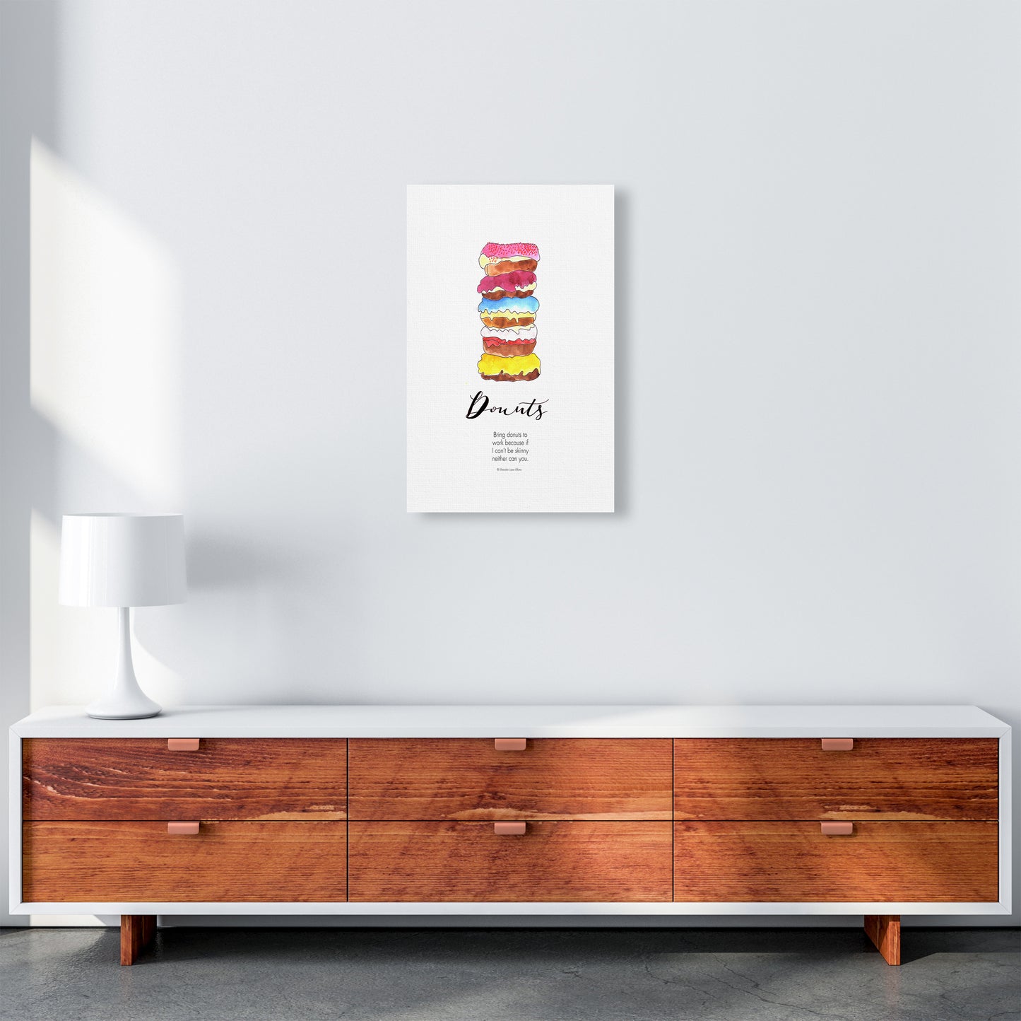 Donuts to Work, Kitchen Food & Drink Art Prints A3 Canvas