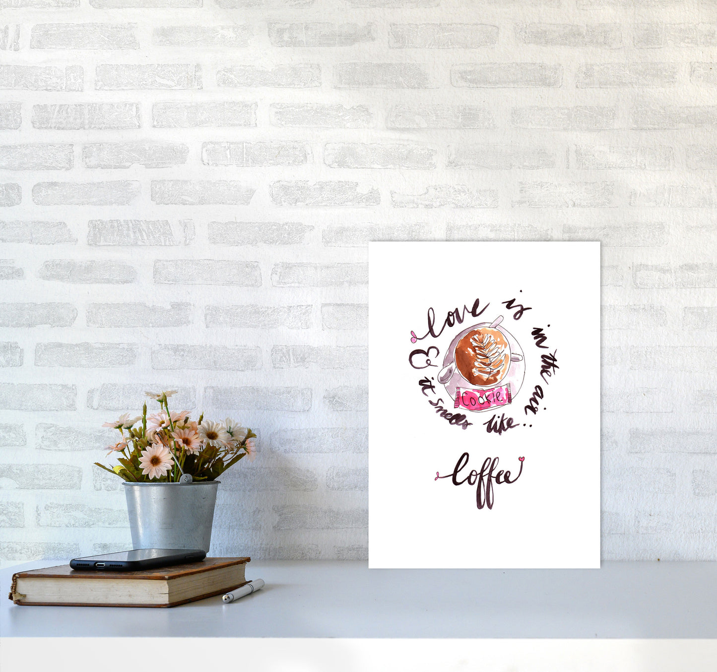 Smells Like Coffee, Kitchen Food & Drink Art Prints A3 Black Frame