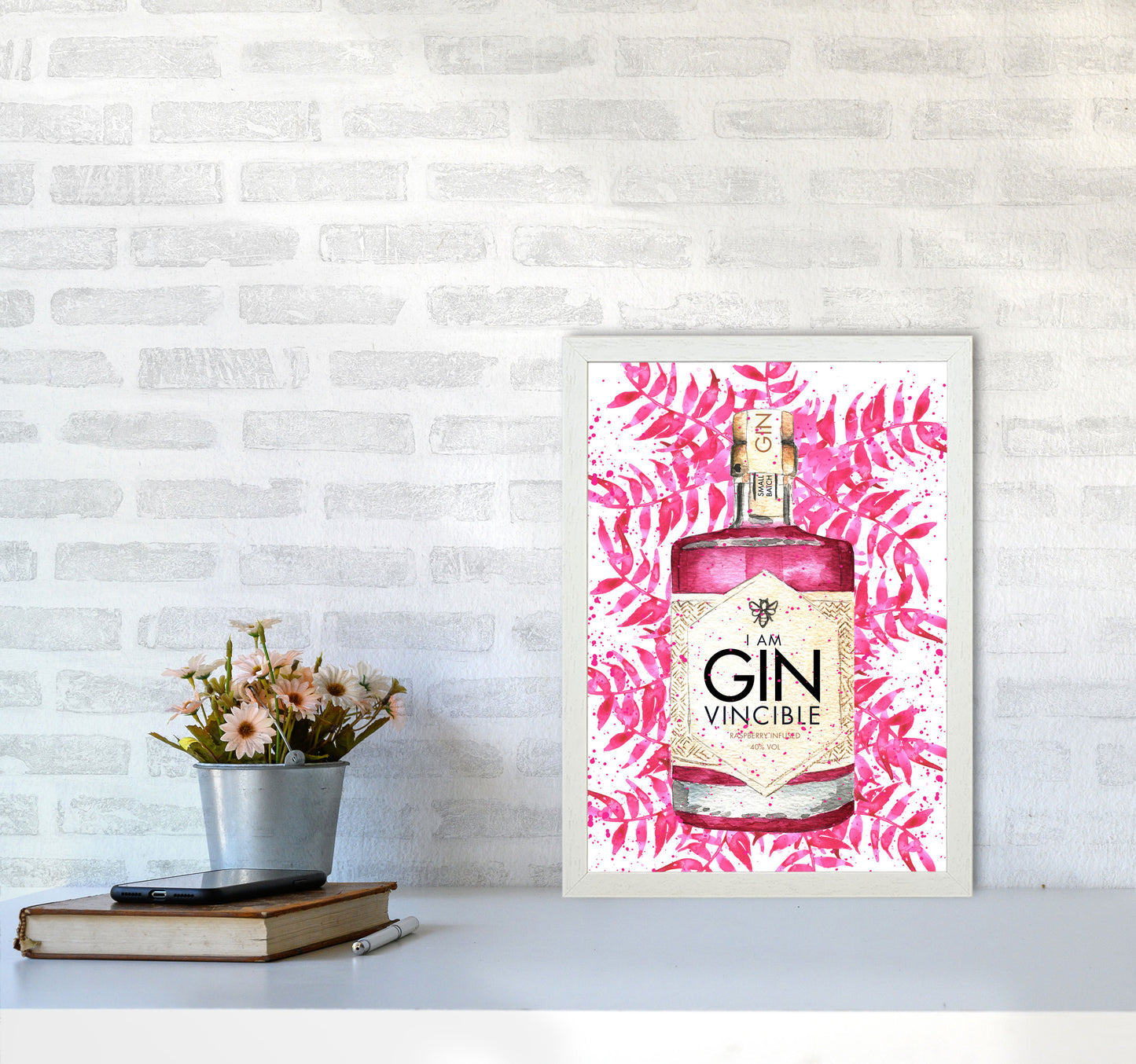 Ginvincible, Kitchen Food & Drink Art Prints A3 Oak Frame