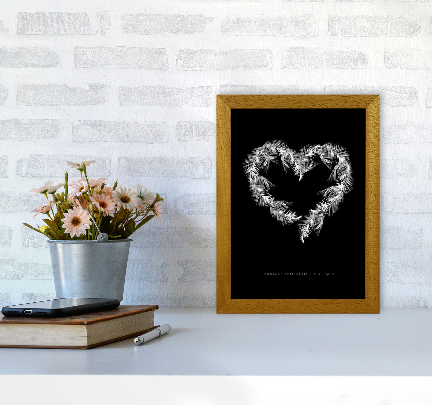 C S Lewis Courage Dear Heart Black Modern Fashion Print A4 Print Only