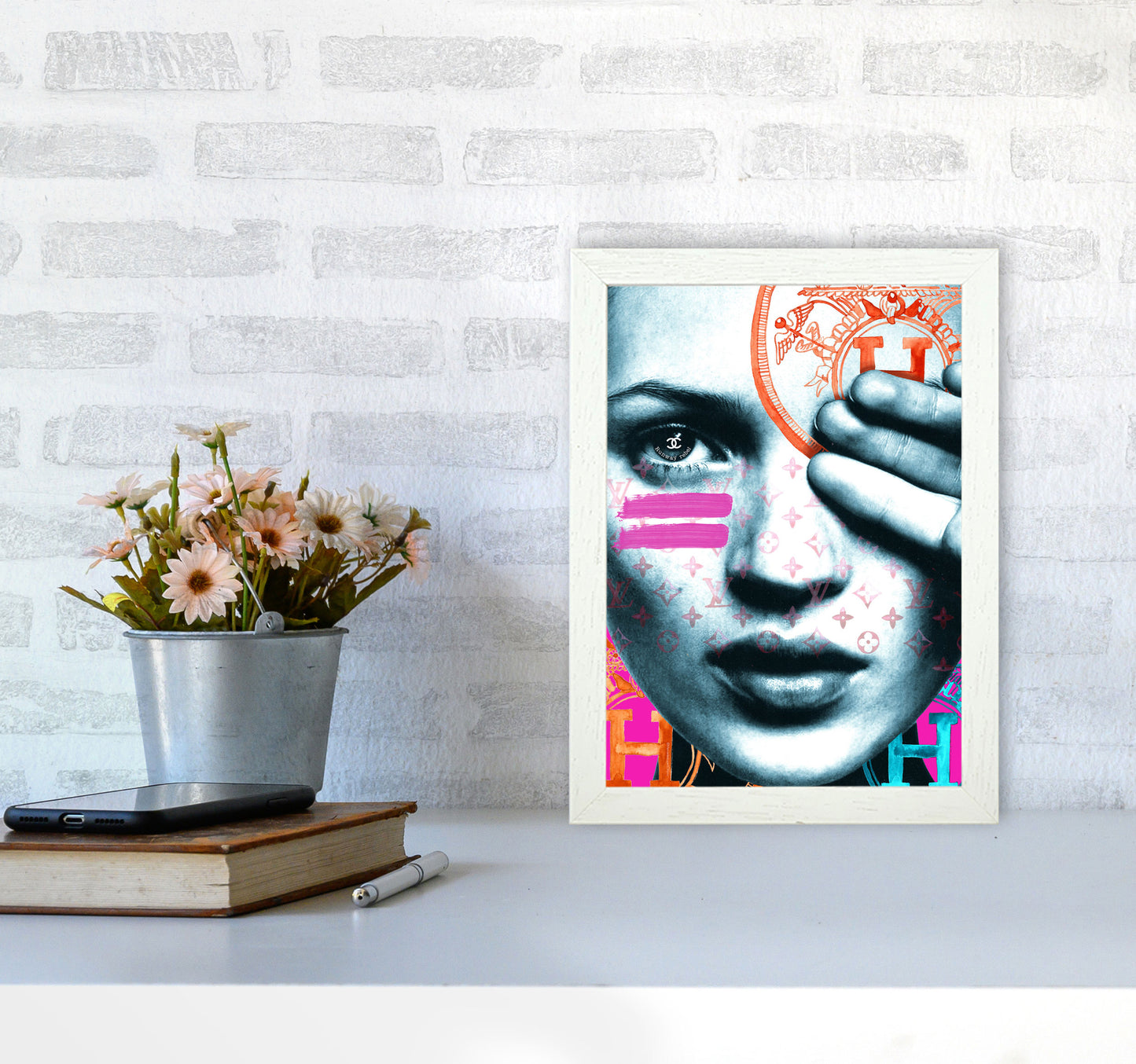 Runway Rebel Modern Fashion Print A4 Oak Frame