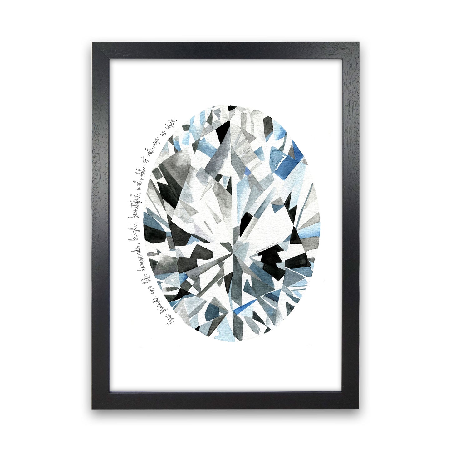 Oval Diamond Friends Inspirational Quote Modern Fashion Print Black Grain