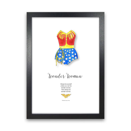 Vintage Wonder Woman Modern Fashion Print Black Grain
