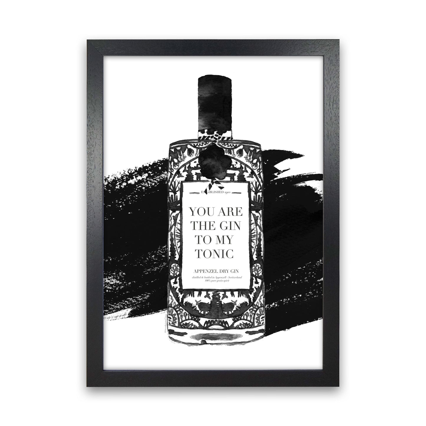 Gin To My Tonic, Kitchen Food & Drink Art Prints Black Grain