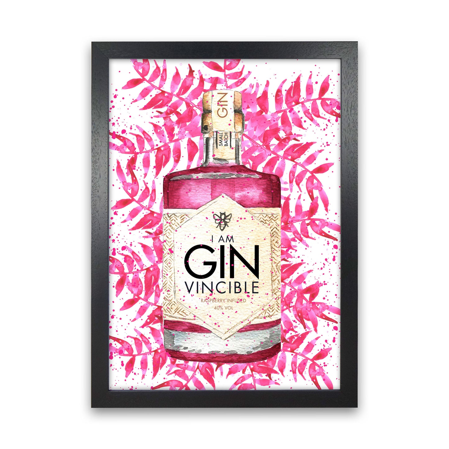 Ginvincible, Kitchen Food & Drink Art Prints Black Grain