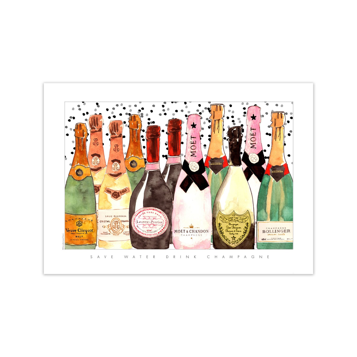 Champagne Bottles, Kitchen Food & Drink Art Prints Print Only