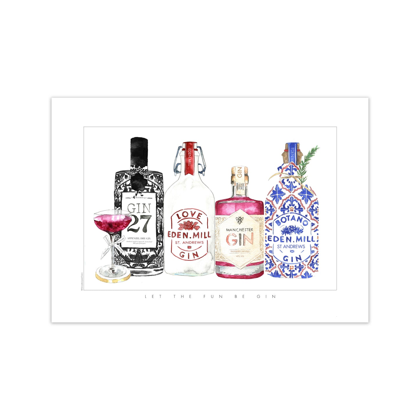 Let The Fun Be Gin, Kitchen Food & Drink Art Prints Print Only