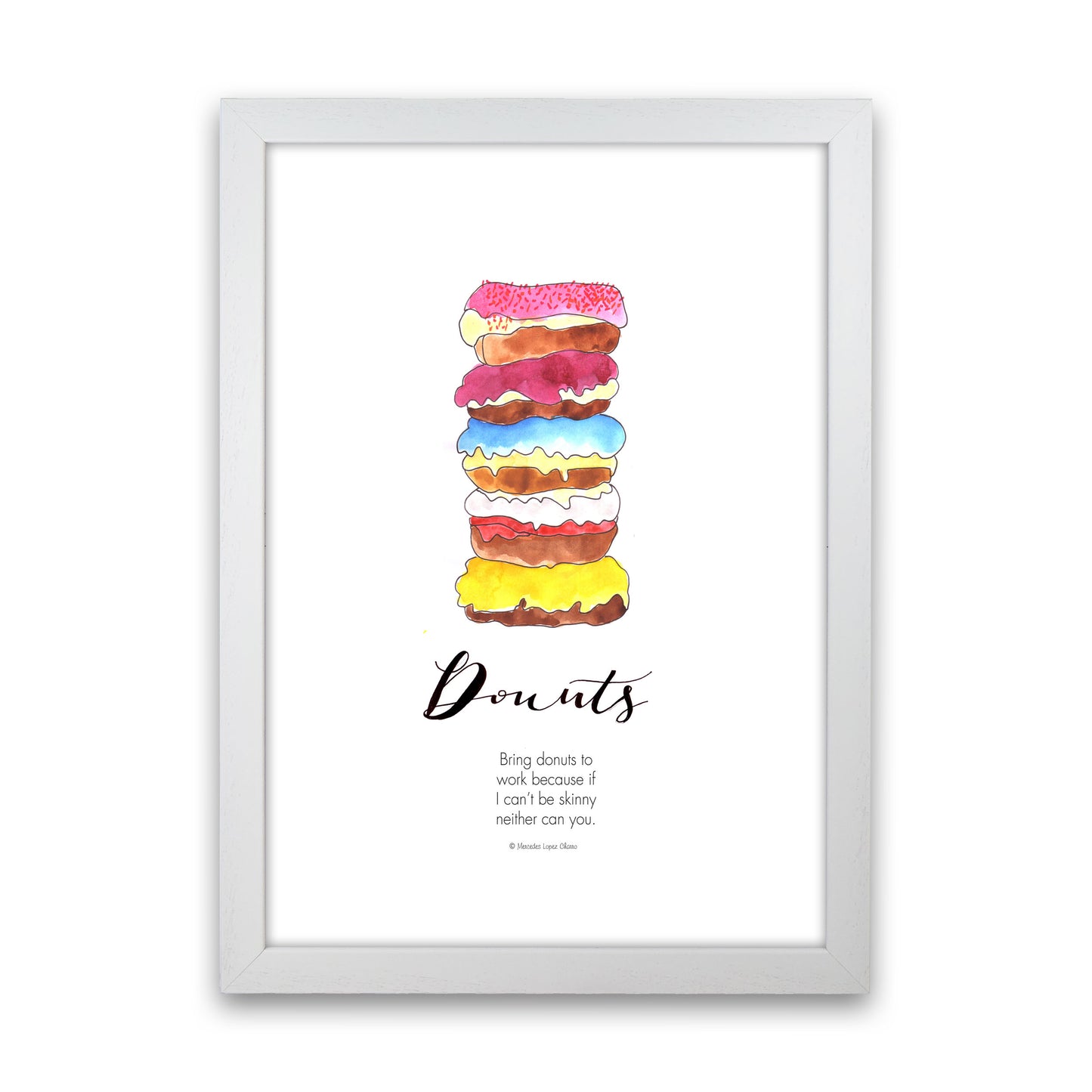 Donuts to Work, Kitchen Food & Drink Art Prints White Grain