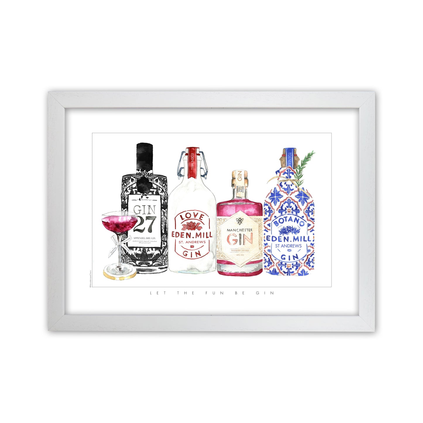 Let The Fun Be Gin, Kitchen Food & Drink Art Prints White Grain