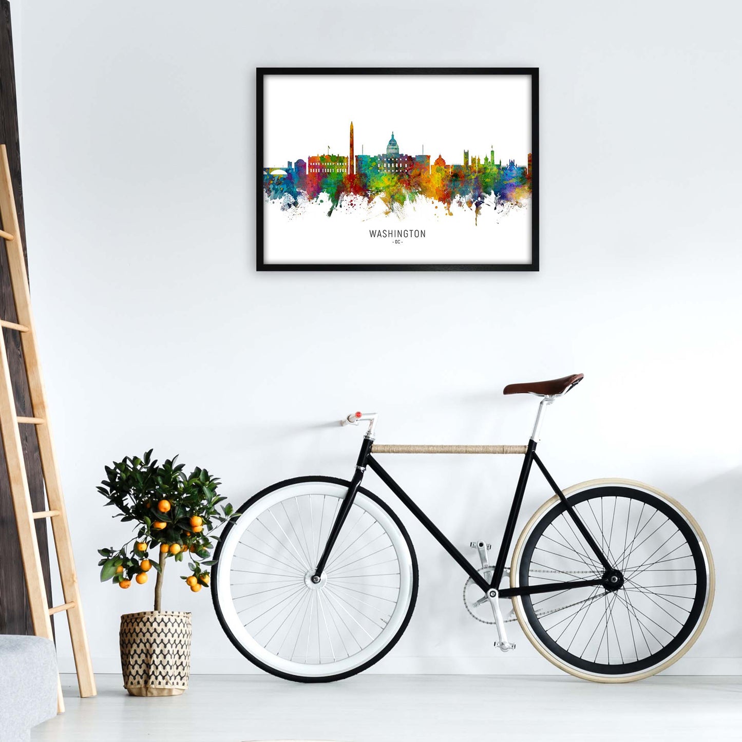 Washington Dc Skyline Art Print by Michael Tompsett A1 White Frame