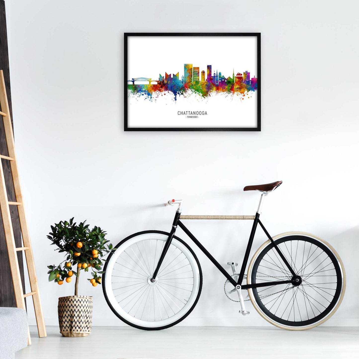 Chattanooga Tennessee Skyline Art Print by Michael Tompsett A1 White Frame