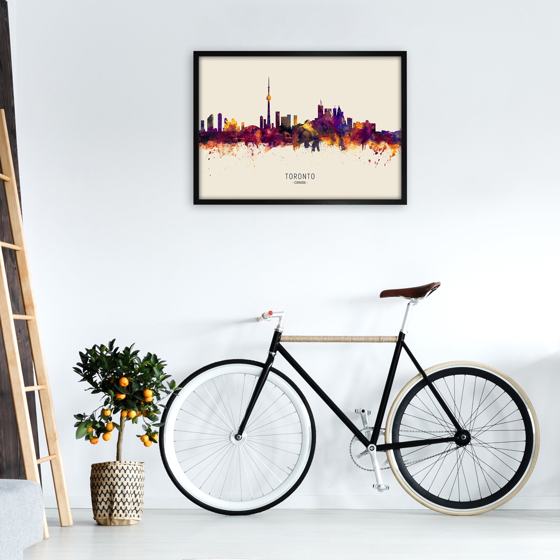 Toronto Canada Skyline Autumn City Name Art Print by Michael Tompsett A1 White Frame