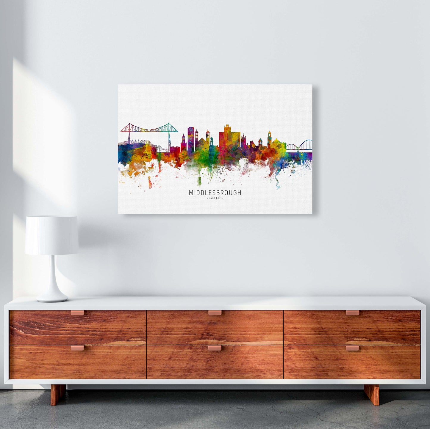 Middlesbrough England Skyline Art Print by Michael Tompsett A1 Canvas