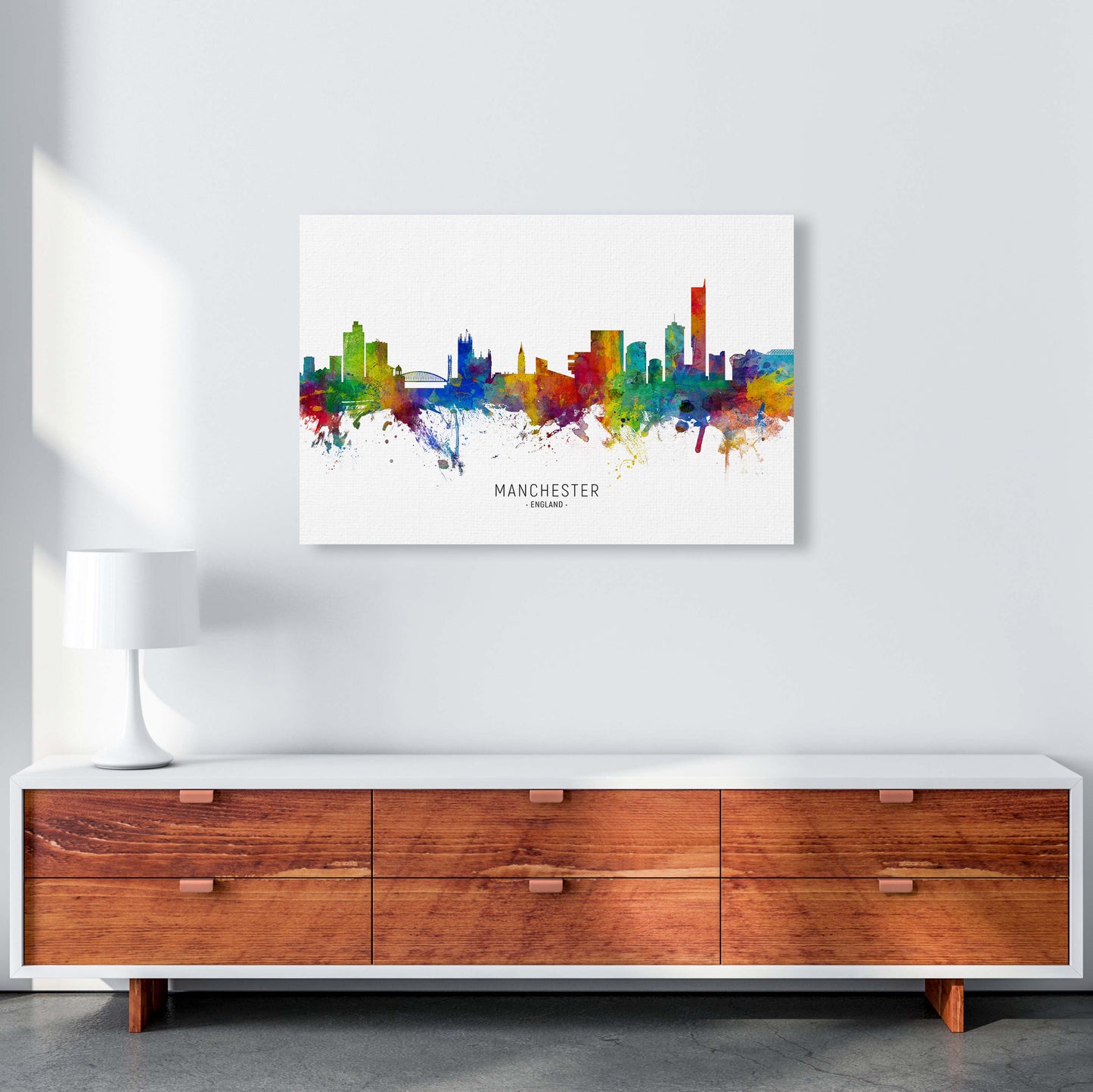 Manchester England Skyline Art Print by Michael Tompsett A1 Canvas