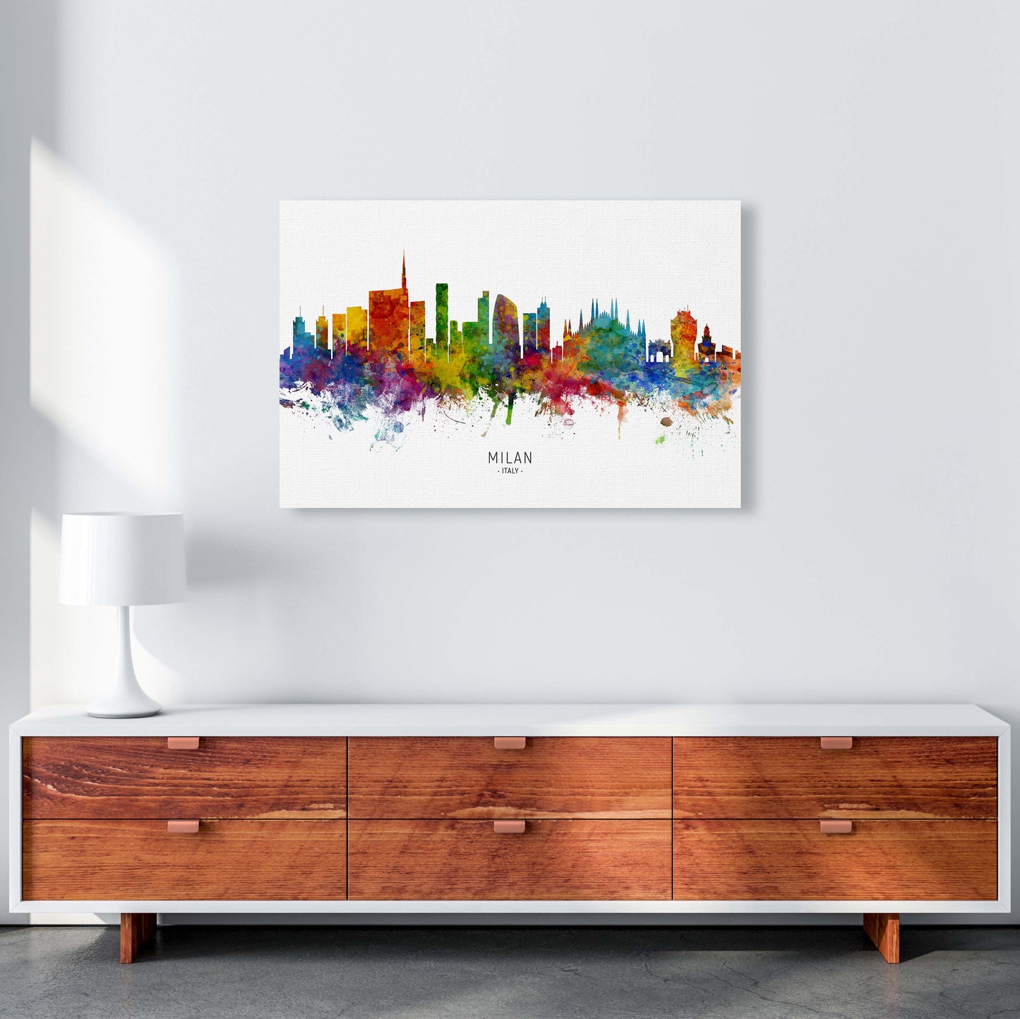 Milan Italy Skyline Art Print by Michael Tompsett A1 Canvas