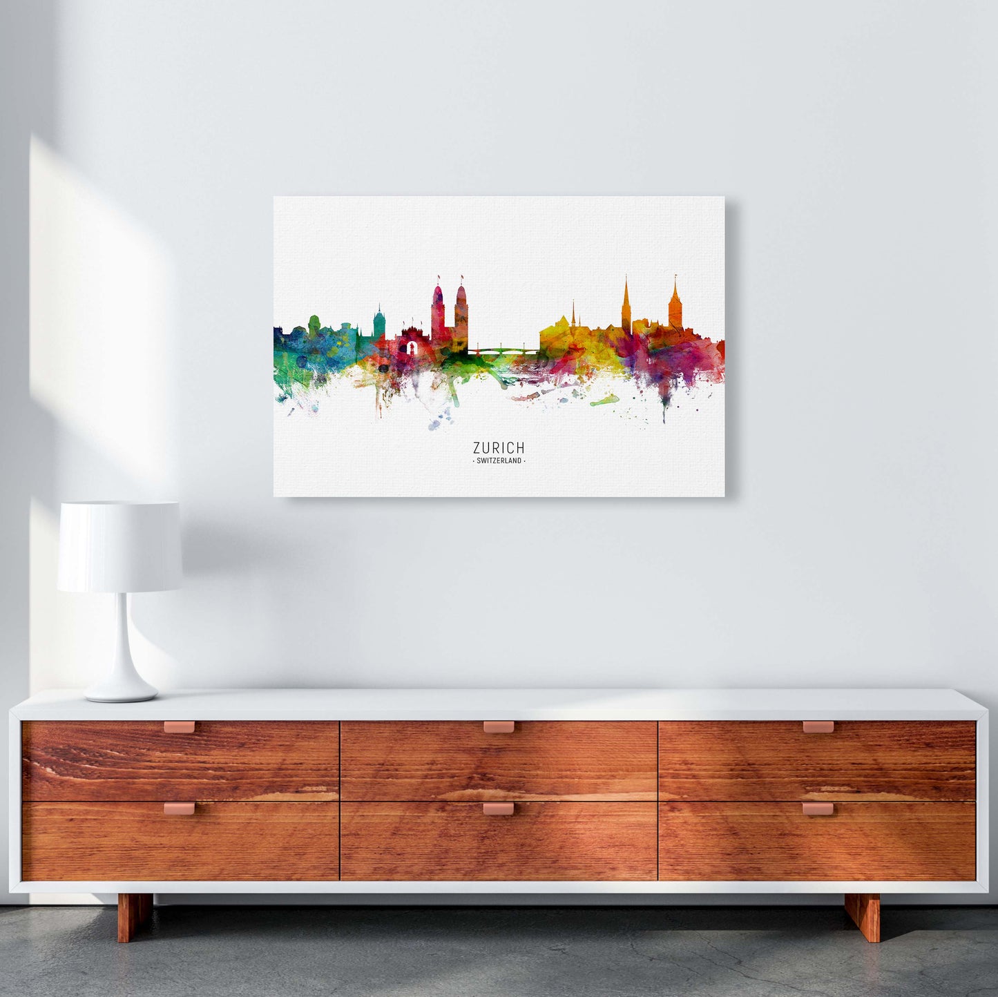 Zurich Switzerland Skyline Art Print by Michael Tompsett A1 Canvas