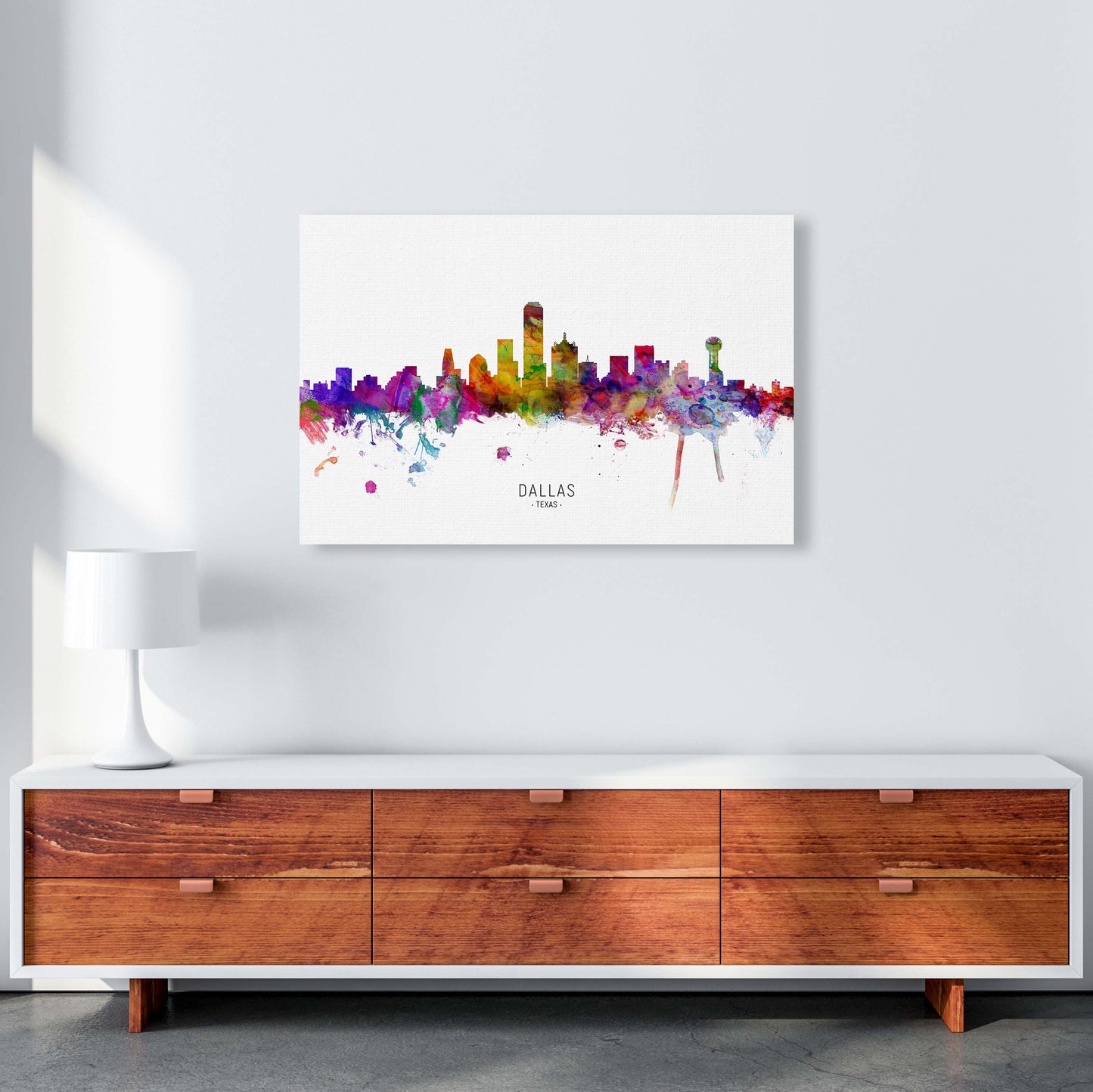 Dallas Texas Skyline Art Print by Michael Tompsett A1 Canvas