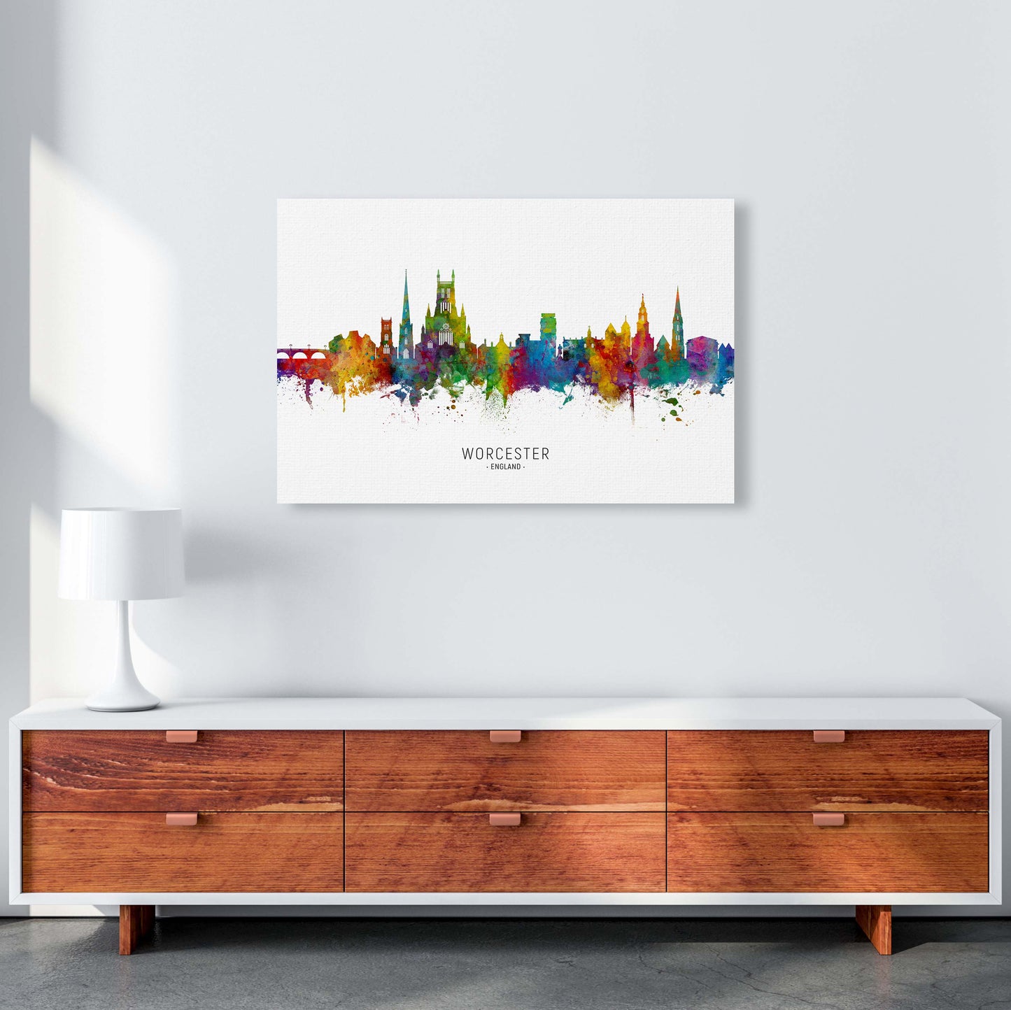 Worcester England Skyline Art Print by Michael Tompsett A1 Canvas