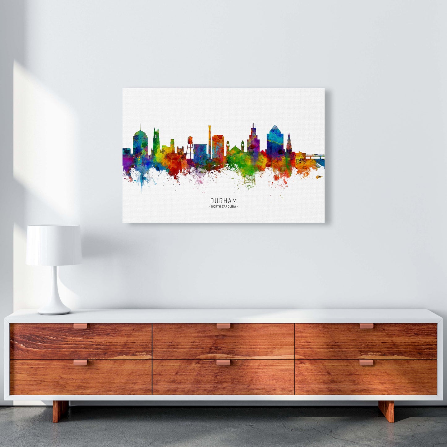 Durham North Carolina Skyline Art Print by Michael Tompsett A1 Canvas