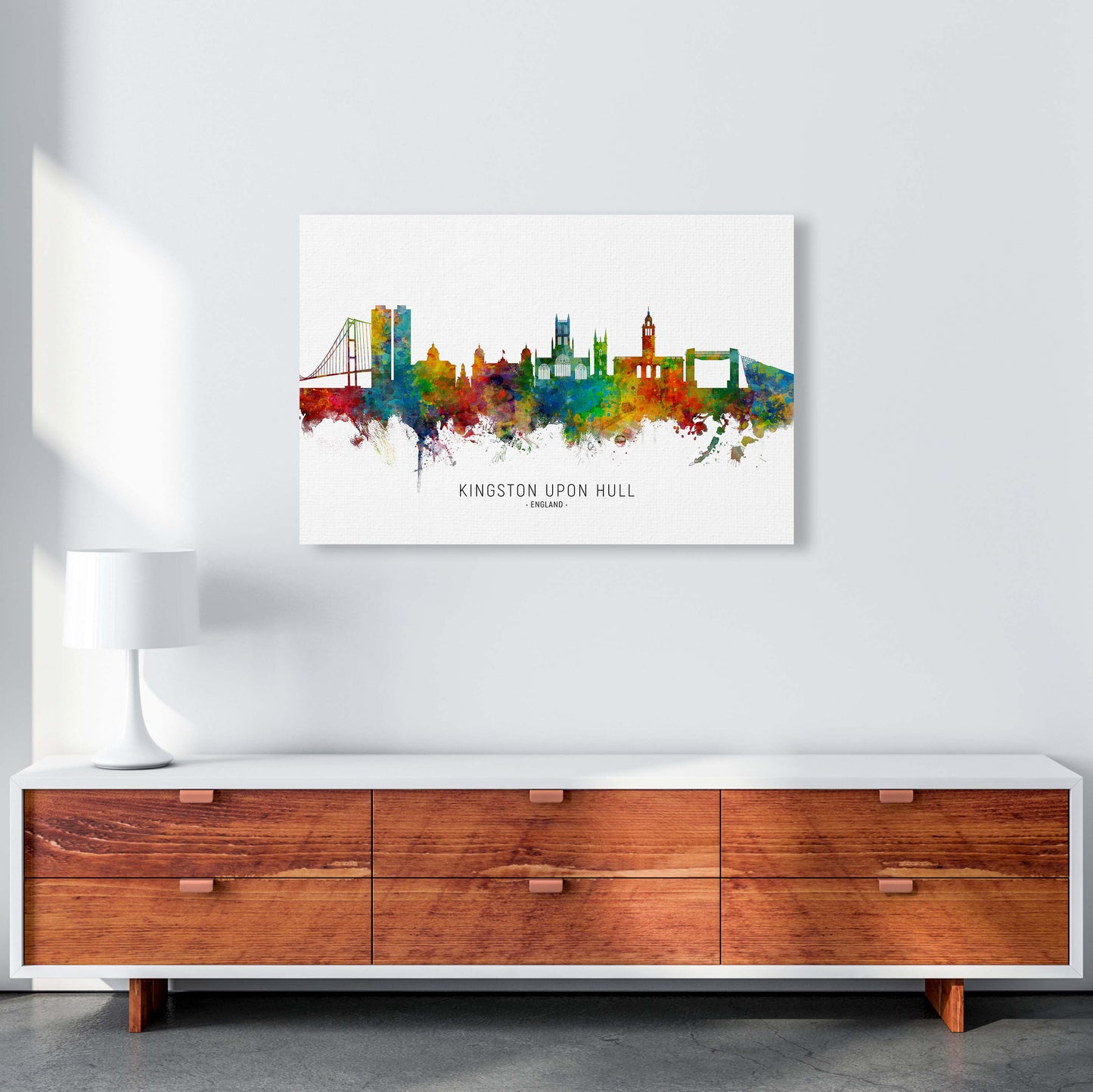 Kingston Upon Hull England Skyline Print by Michael Tompsett A1 Canvas