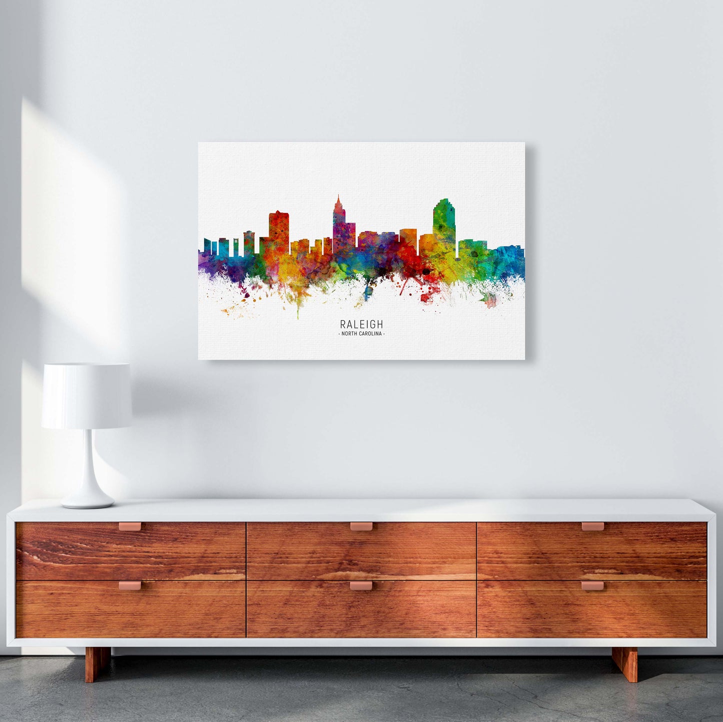 Raleigh North Carolina Skyline Art Print by Michael Tompsett A1 Canvas