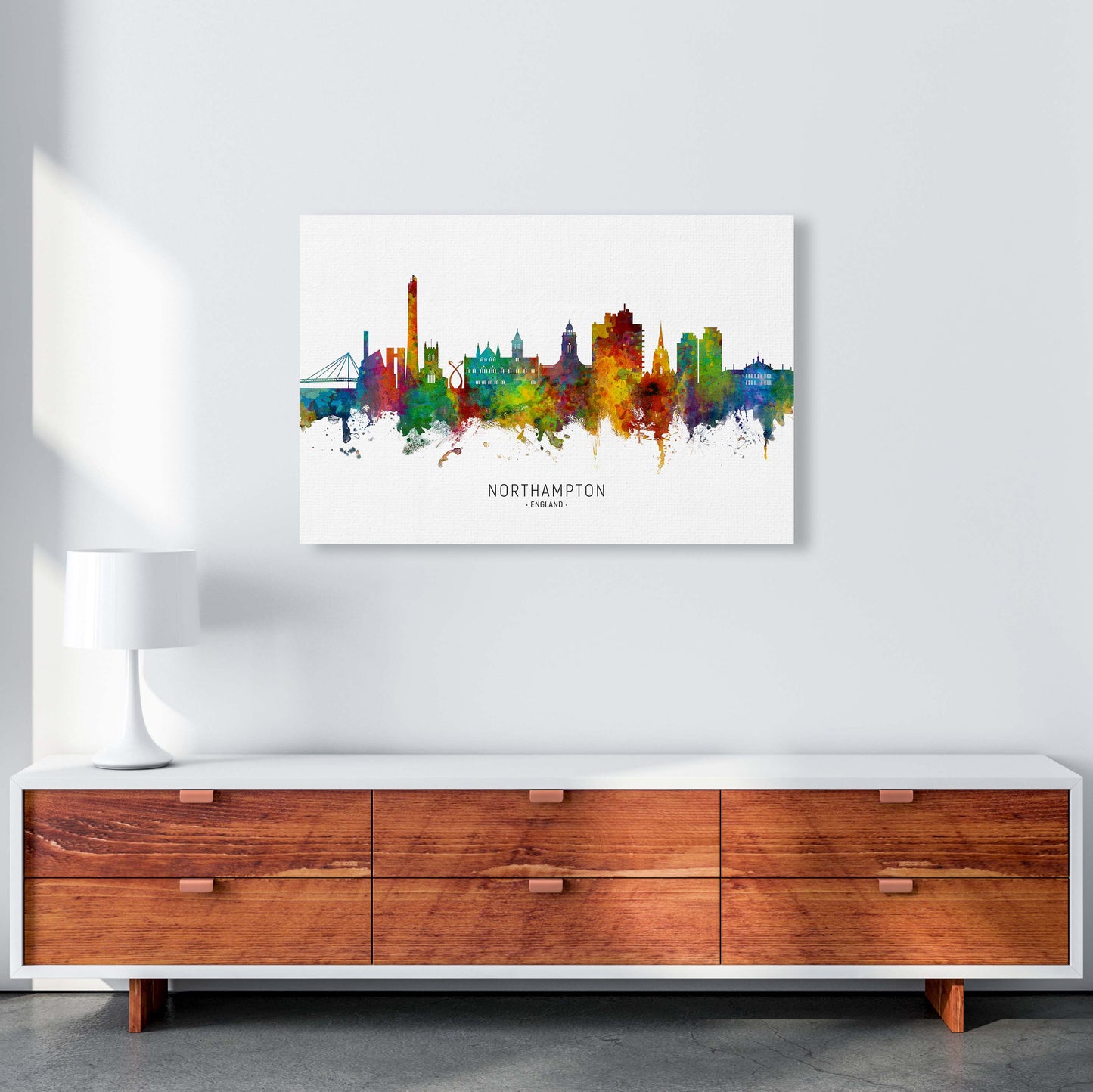 Northampton England Skyline Art Print by Michael Tompsett A1 Canvas