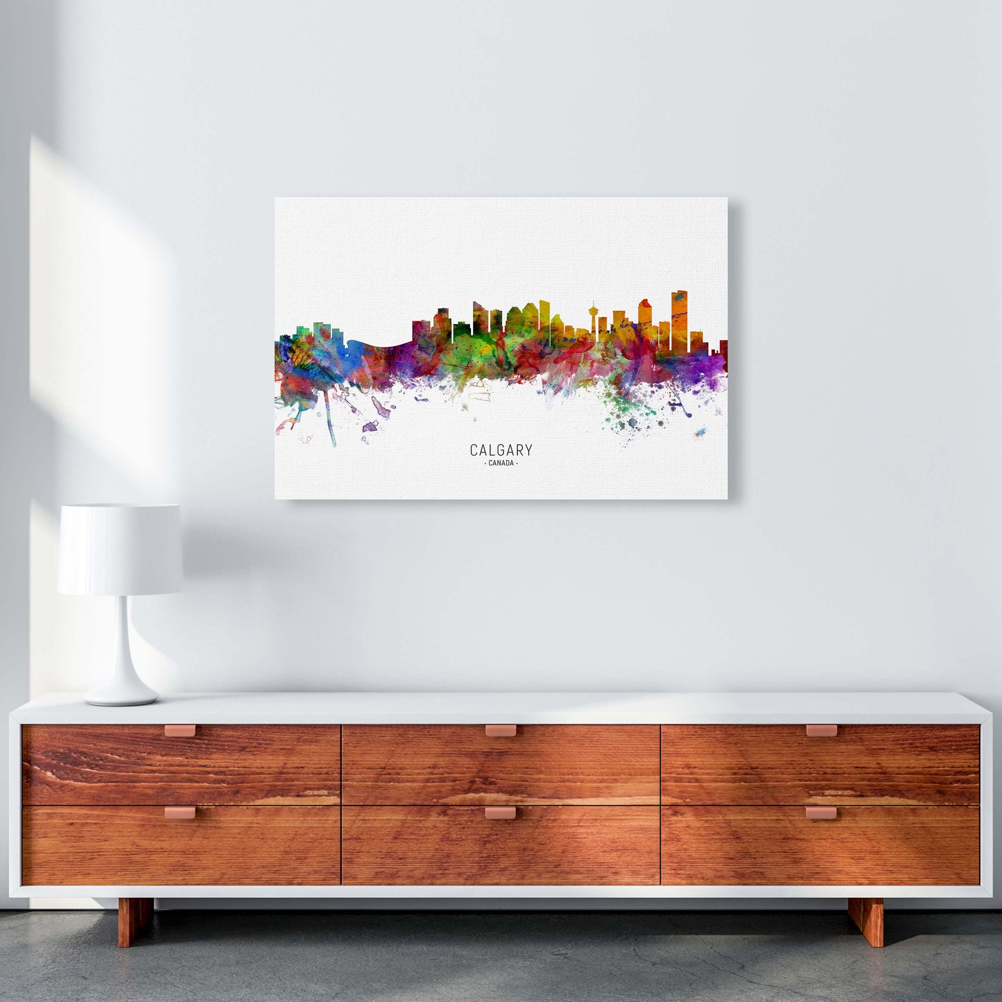 Calgary Canada Skyline Art Print by Michael Tompsett A1 Canvas