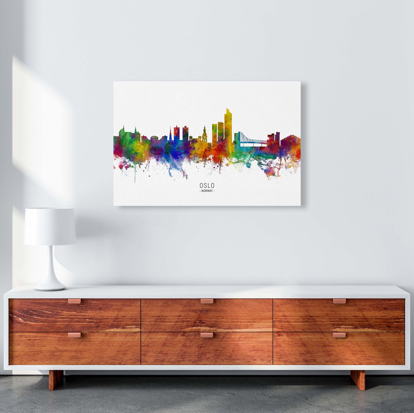Oslo Norway Skyline Art Print by Michael Tompsett A1 Canvas