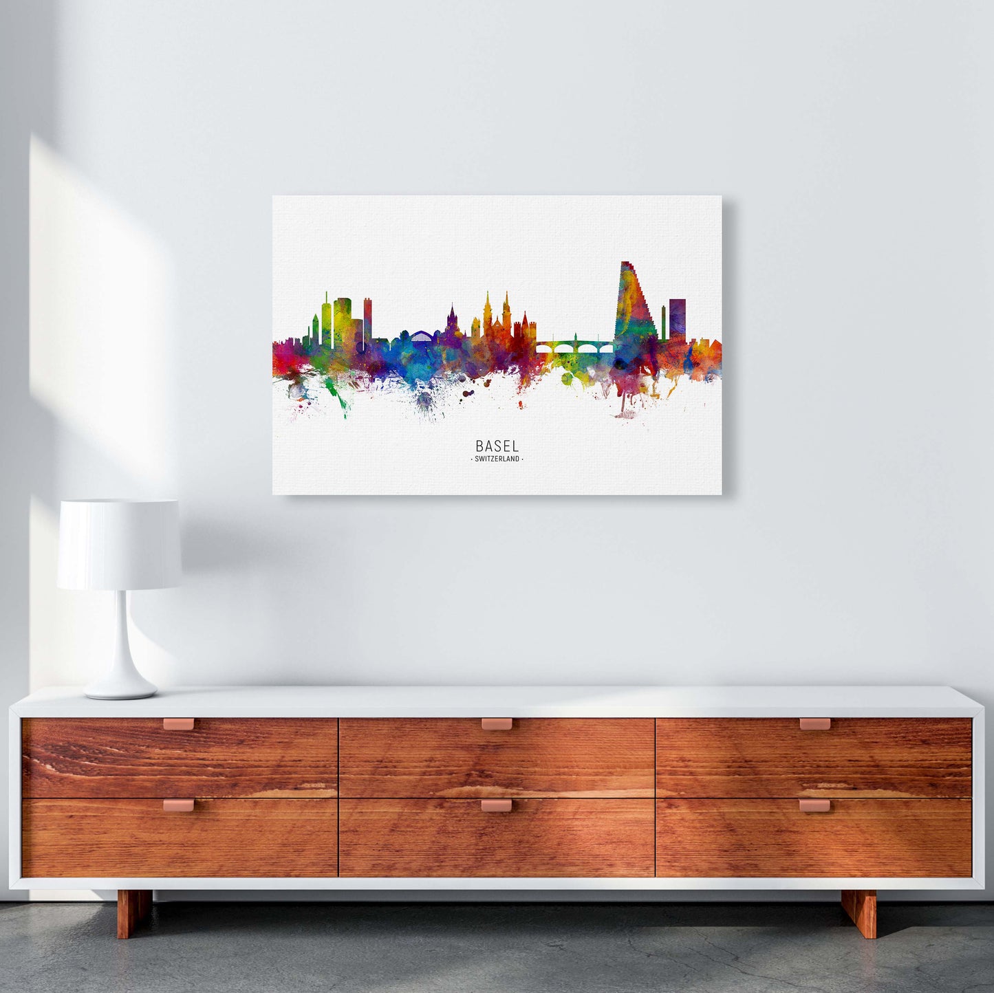 Basel Switzerland Skyline Art Print by Michael Tompsett A1 Canvas
