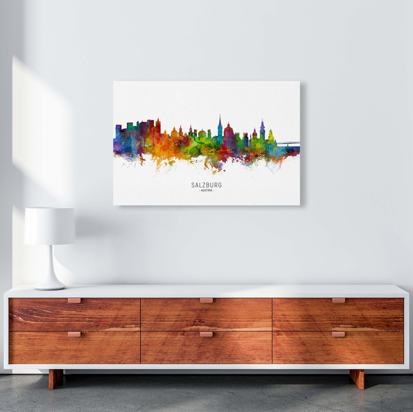 Salzburg Austria Skyline Art Print by Michael Tompsett A1 Canvas